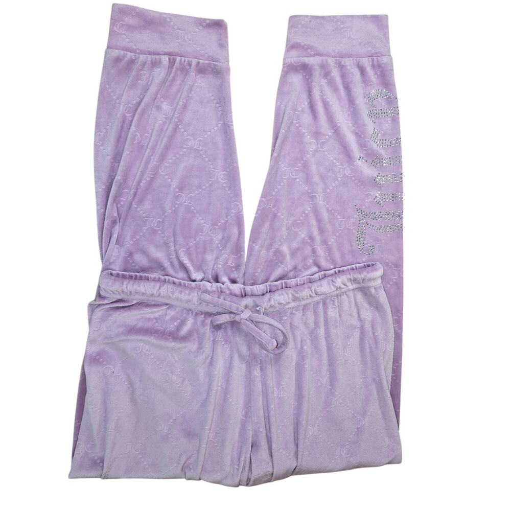Juicy Couture Y2k Coquette Purple Velour Rhinestone Lounge Pants Size M